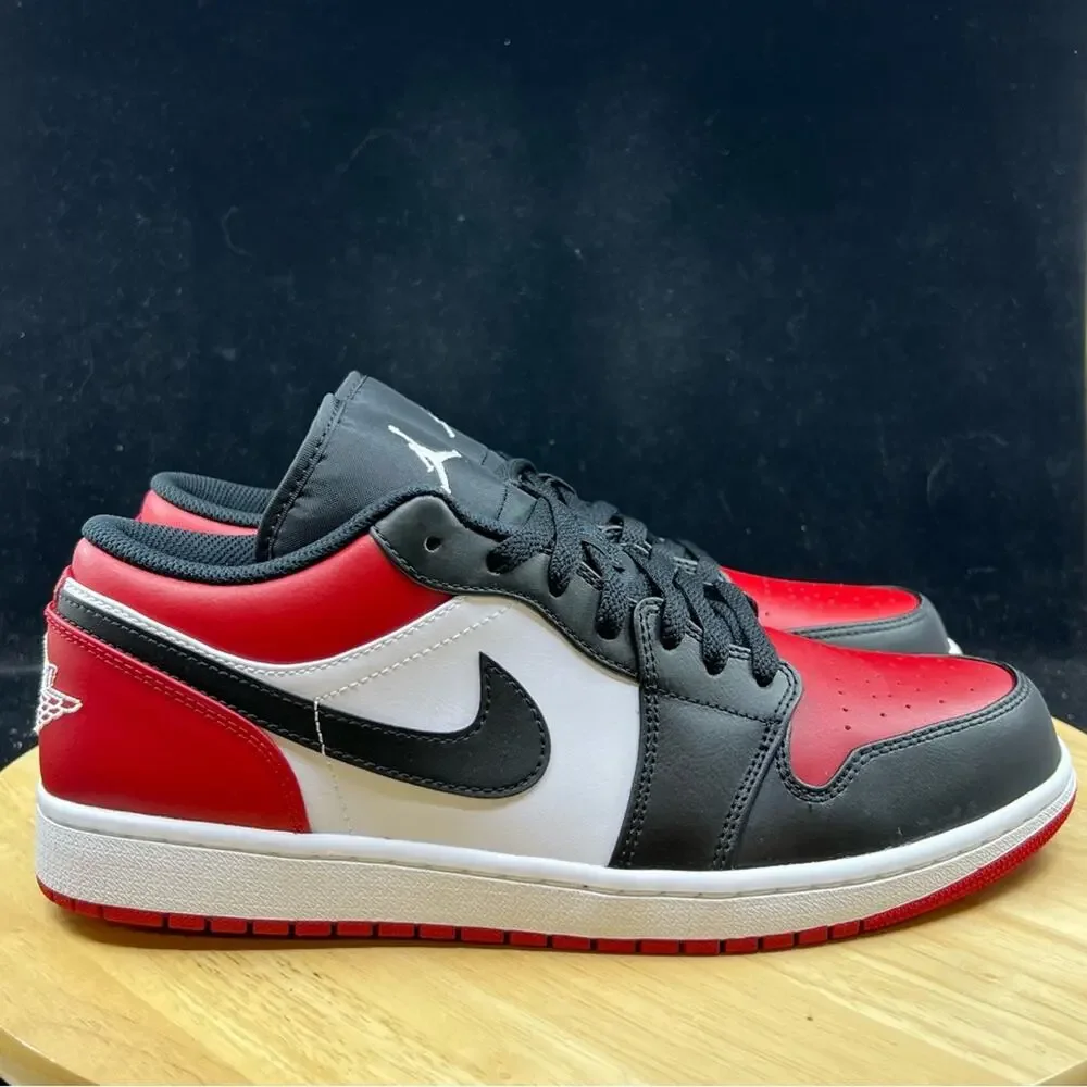 Nike Air Jordan 1 Low Shoes Bred Toe Black Red White 553558-612 Mens NEW Sz 10.5 - Picture 6 of 9